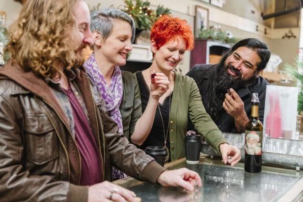 friends shopping during winter